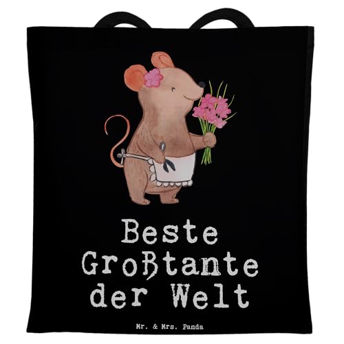 Mr. & Mrs. Panda Tragetasche Großtante - Geschenk, Beutel, Jutebeutel, Geburtstagsgeschenk, Nichte, Schenken, Stoffbeutel, Beuteltasche, von Mr. & Mrs. Panda