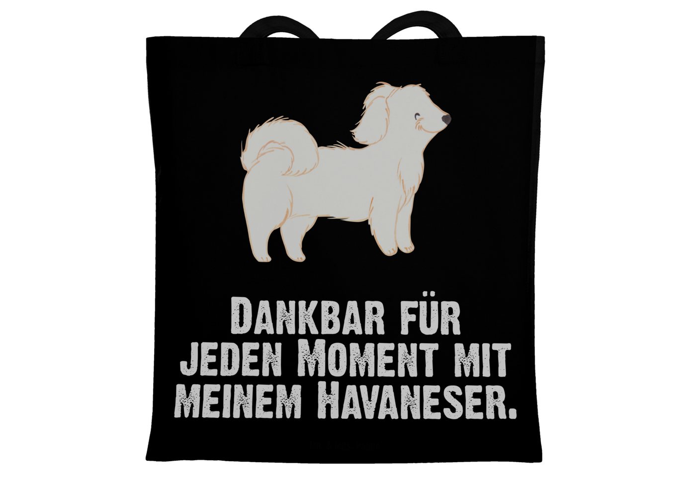 Mr. & Mrs. Panda Tragetasche Havaneser Moment - Schwarz - Geschenk, Hund, Havi, Beuteltasche, Jute (1-tlg), Lange Tragegriffe von Mr. & Mrs. Panda