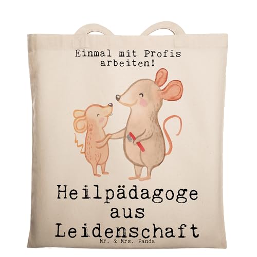 Mr. & Mrs. Panda Tragetasche Heilpädagoge aus Leidenschaft - Geschenk, Ausbildung, Beuteltasche, Rente, Kollegin, Heilpädagogik, Abschied, von Mr. & Mrs. Panda