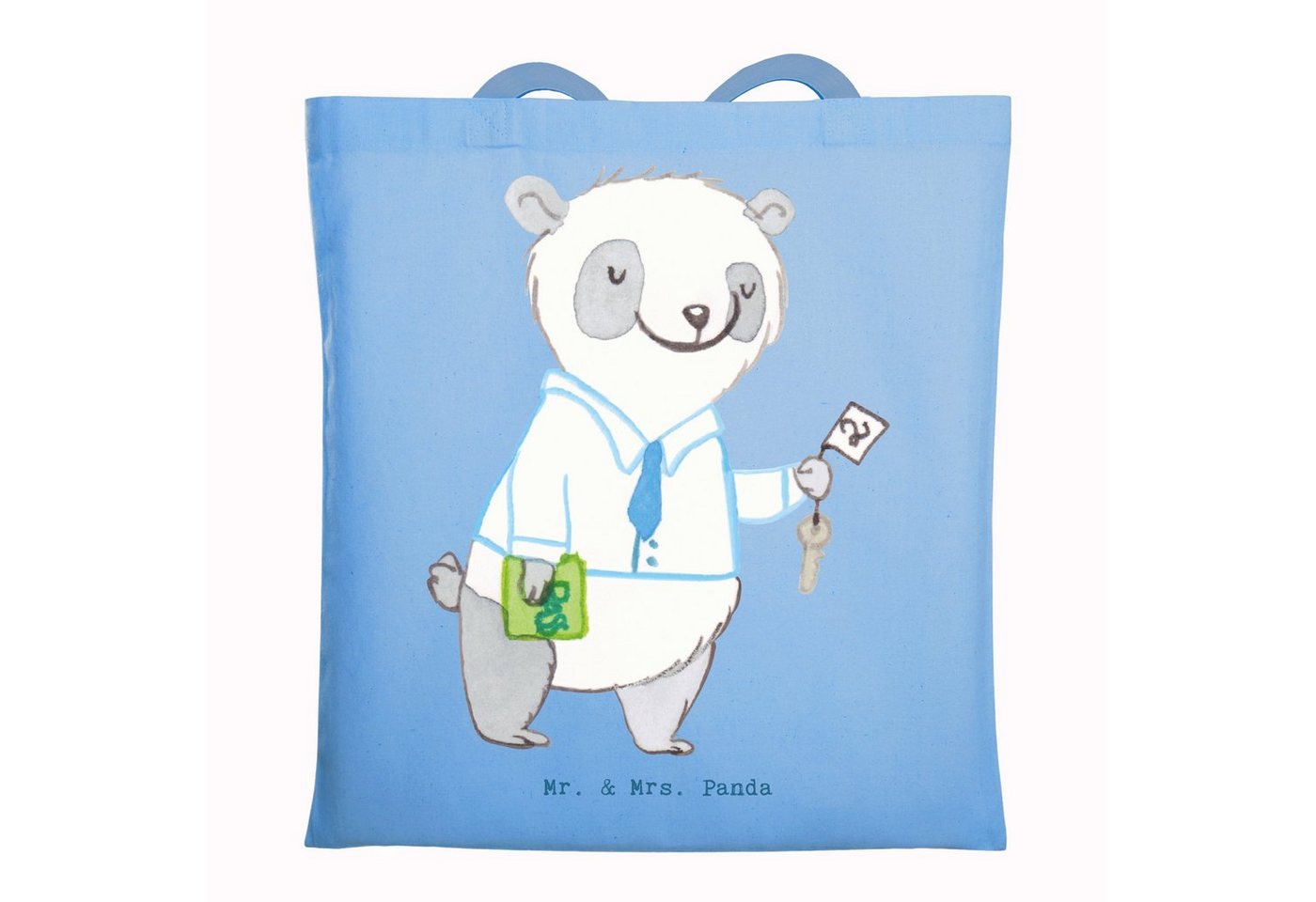 Mr. & Mrs. Panda Tragetasche Hotelkaufmann Herz - Sky Blue - Geschenk, Hotelfachmann, Beuteltasche (1-tlg), Lange Tragegriffe von Mr. & Mrs. Panda