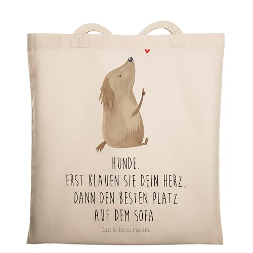 Mr. & Mrs. Panda Tragetasche Hund Liebe - Geschenk, Herz, Frauchen, Sprüche, Tierliebhaber, Hundeliebe, süß, Beutel, Hundebesitzer, Jutebeutel, von Mr. & Mrs. Panda