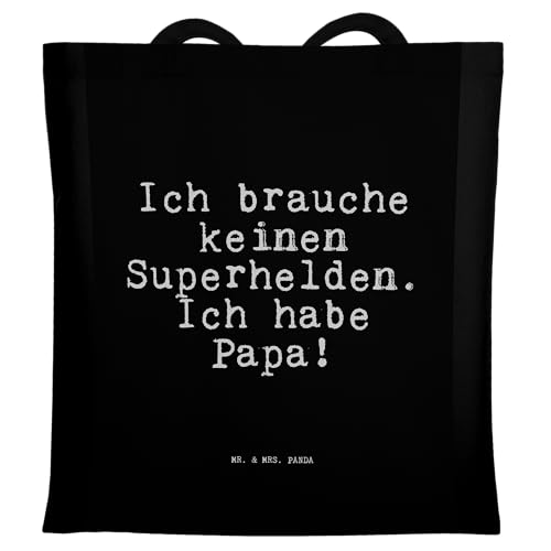 Mr. & Mrs. Panda Tragetasche Ich brauche keinen Superhelden - Geschenk, Geschenk Vater, Vatertag, Einkaufstasche, Papa Spruch, Stoffbeutel, von Mr. & Mrs. Panda