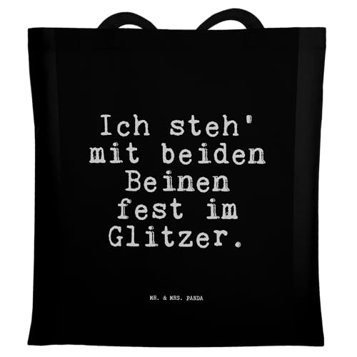 Mr. & Mrs. Panda Tragetasche Ich steh' mit beiden... - Geschenk, Spruch, Regenbogen, Glitzer, Jutebeutel, Einkaufstasche, Sprüche, Einhörner, von Mr. & Mrs. Panda