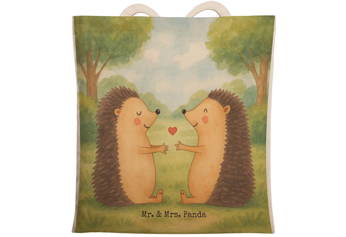 Mr. & Mrs. Panda Tragetasche Igel Liebe Design, Einkaufstasche, Weiß, Schultertasche, Freundin, Ge (Packung, 1-tlg) von Mr. & Mrs. Panda