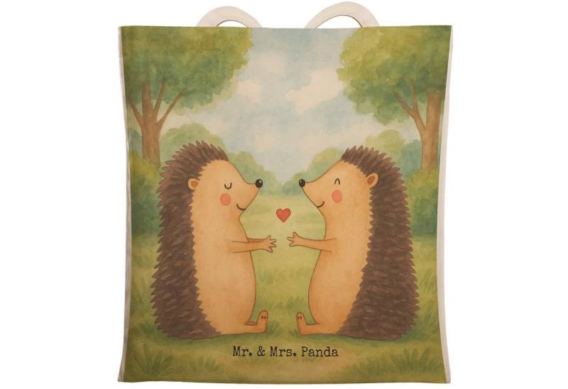 Mr. & Mrs. Panda Tragetasche Igel Liebe Design, Einkaufstasche, Weiß, Schultertasche, Freundin, Ge (Packung, 1-tlg) von Mr. & Mrs. Panda