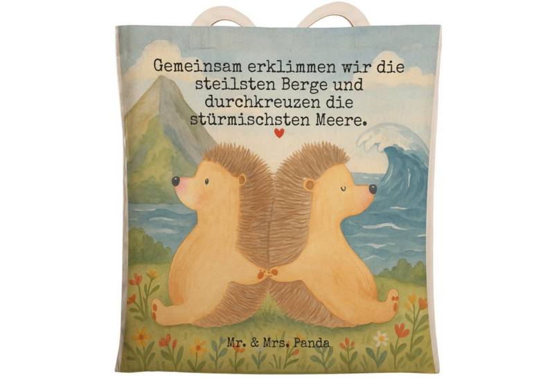 Mr. & Mrs. Panda Tragetasche Igel händchenhaltend Design, Schultertasche, Weiß, Einkaufsbeutel, Be (Packung, 1-tlg) von Mr. & Mrs. Panda