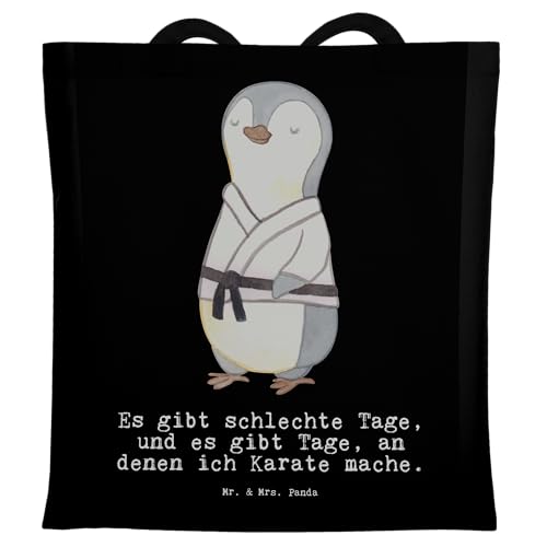 Mr. & Mrs. Panda Tragetasche Karate Tage - Geschenk, Jutebeutel, Dankeschön, Kampfkunst, Kampfsportart, Sportler, Stoffbeutel, Schenken, von Mr. & Mrs. Panda