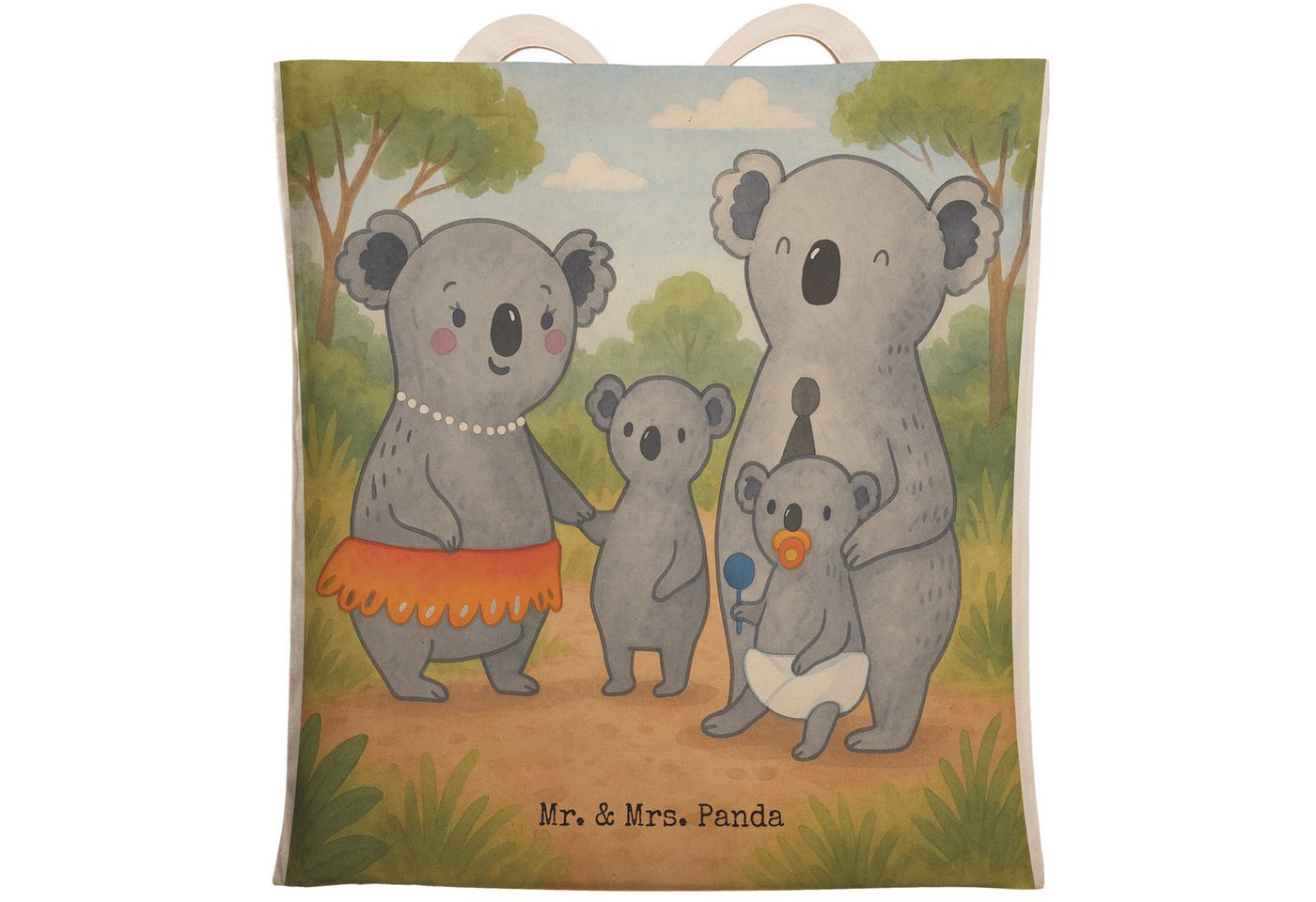 Mr. & Mrs. Panda Tragetasche Koala Familie Design, Einkaufstasche, Weiß, Kinder, Mama, Tragetasche (Packung, 1-tlg) von Mr. & Mrs. Panda