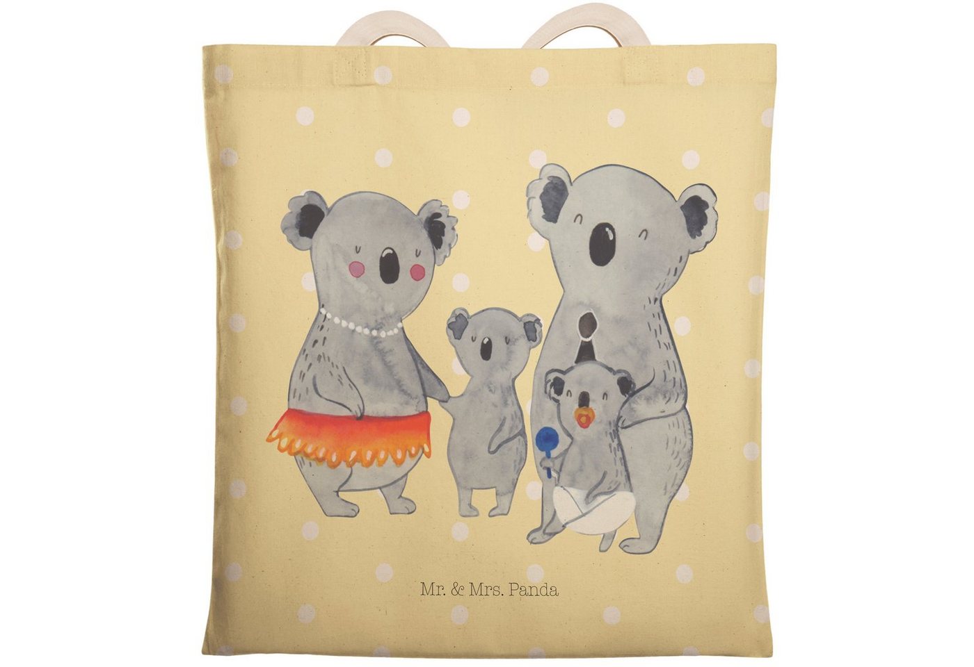 Mr. & Mrs. Panda Tragetasche Koala Familie - Gelb Pastell - Geschenk, Kinder, Tasche, Muttertag, S (1-tlg), Einzigartig Bedruckt von Mr. & Mrs. Panda