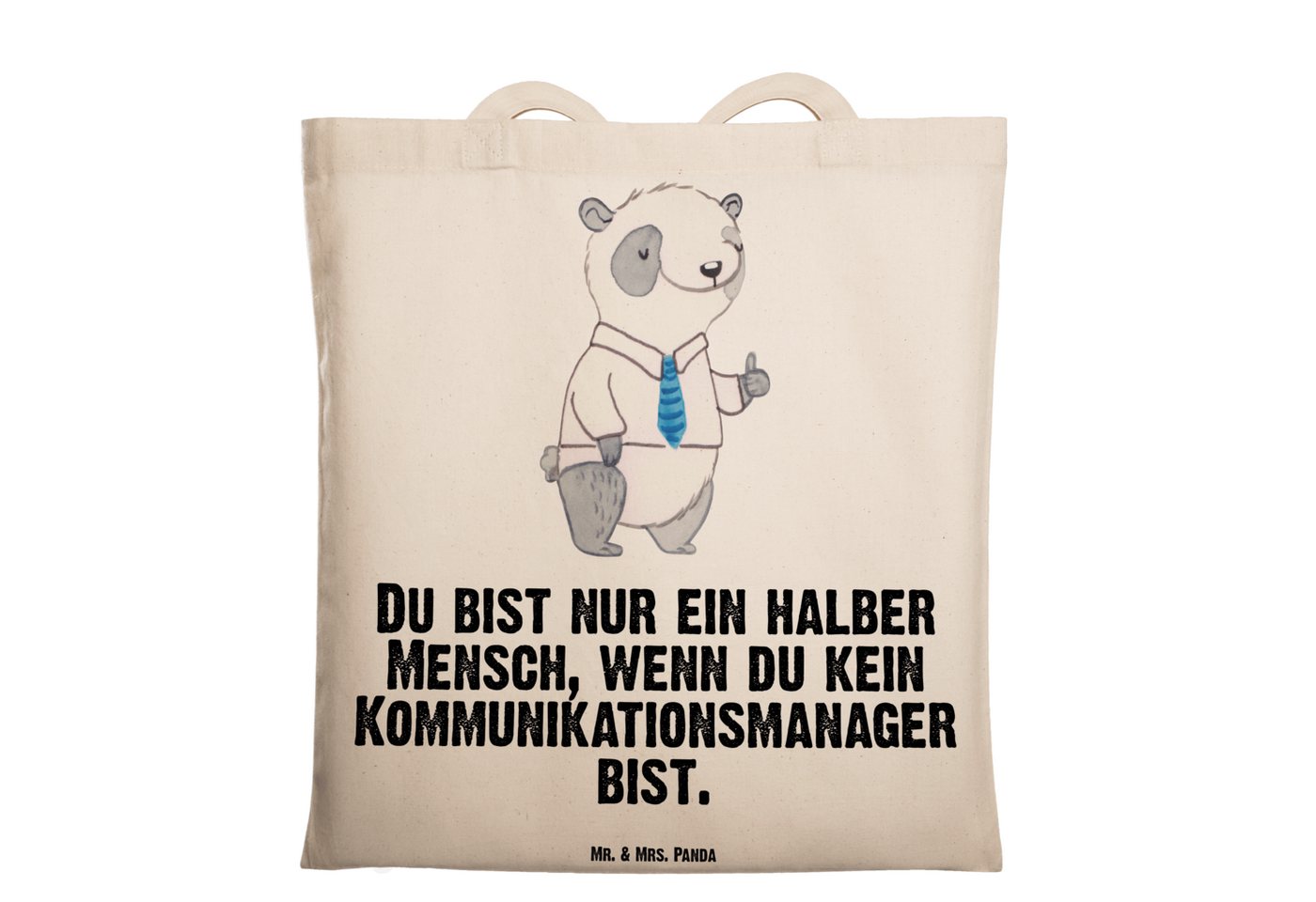 Mr. & Mrs. Panda Tragetasche Kommunikationsmanager Herz - Transparent - Geschenk, communications m (1-tlg), Lange Tragegriffe von Mr. & Mrs. Panda