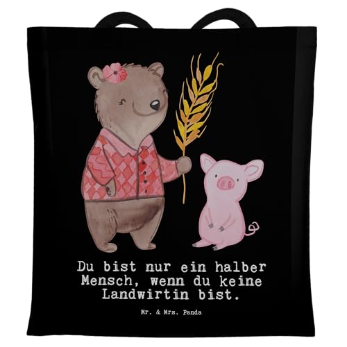 Mr. & Mrs. Panda Tragetasche Landwirtin mit Herz - Geschenk, Stoffbeutel, Einkaufstasche, Tierwirtin, Firma, Beuteltasche, Agronomin, Arbeitskollege, von Mr. & Mrs. Panda