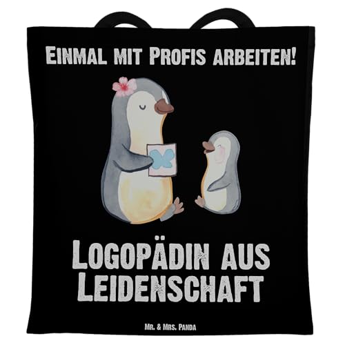 Mr. & Mrs. Panda Tragetasche Logopädin aus Leidenschaft - Geschenk, Schenken, Danke, Ausbildung, Logopädie, Stoffbeutel, Beutel, Beuteltasche, von Mr. & Mrs. Panda