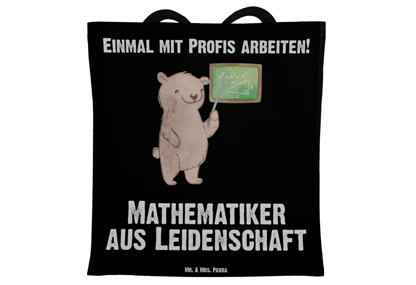 Mr. & Mrs. Panda Tragetasche Mathematiker Leidenschaft - Schwarz - Geschenk, Einkaufstasche, Jubil (1-tlg), Lange Tragegriffe von Mr. & Mrs. Panda