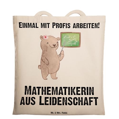 Mr. & Mrs. Panda Tragetasche Mathematikerin aus Leidenschaft - Geschenk, Matheunterricht, Bachelor, Jutebeutel, Stoffbeutel, Zahlenmensch, von Mr. & Mrs. Panda