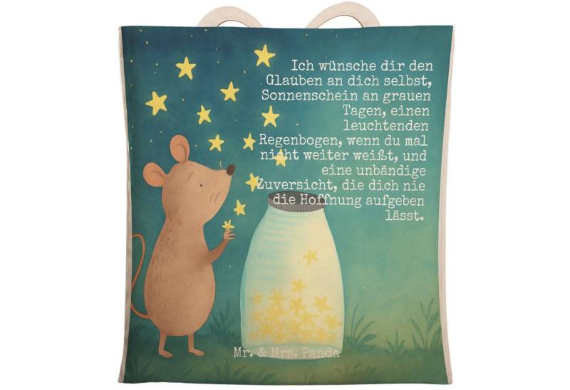Mr. & Mrs. Panda Tragetasche Maus Sterne Design, Schultertasche, Weiß, Einkaufstaschen, Tüte, Stra (Packung, 1-tlg) von Mr. & Mrs. Panda