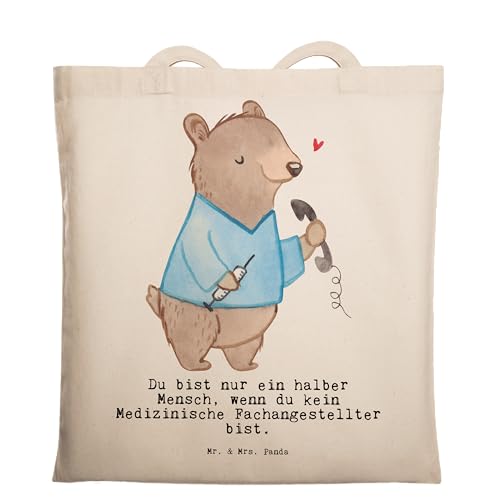 Mr. & Mrs. Panda Tragetasche Medizinische Fachangestellter mit Herz - Geschenk, Beutel, Kollegin, Medizinischer Fachangestellter, Stoffbeutel, von Mr. & Mrs. Panda