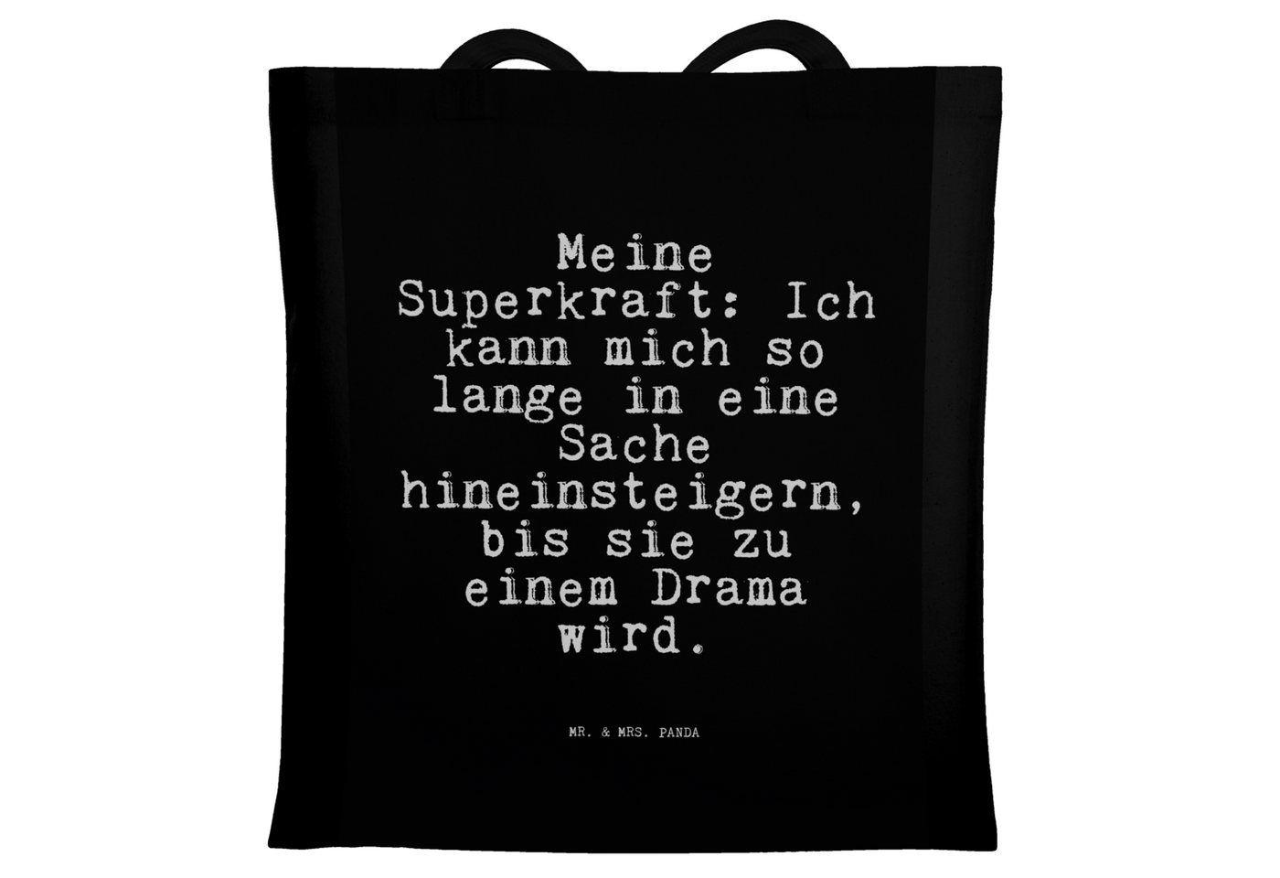 Mr. & Mrs. Panda Tragetasche Meine Superkraft: Ich kann... - Schwarz - Geschenk, Mann, Frau, Beute (1-tlg) von Mr. & Mrs. Panda