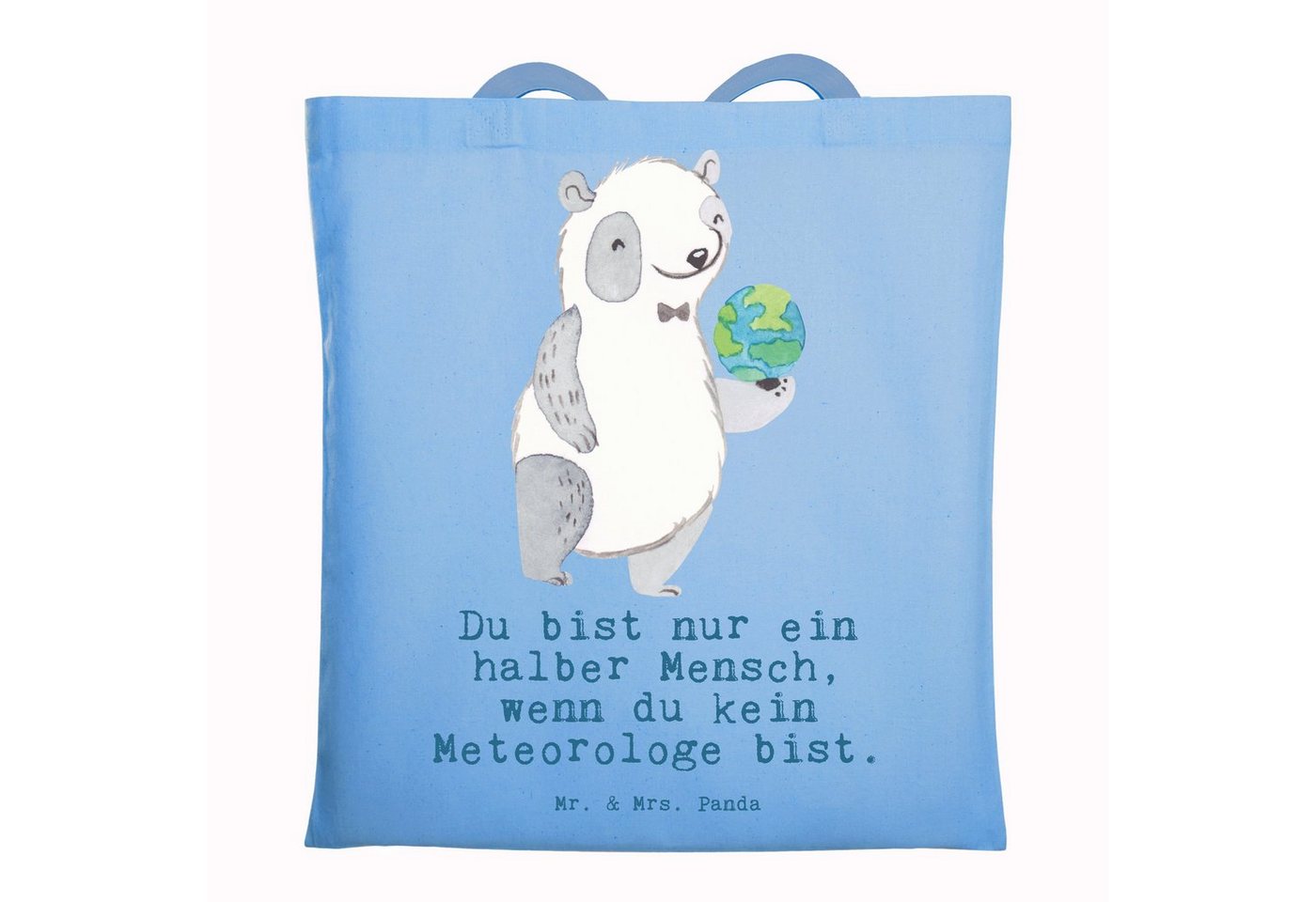 Mr. & Mrs. Panda Tragetasche Meteorologe Herz - Sky Blue - Geschenk, Danke, Mitarbeiter, Beuteltas (1-tlg), Lange Tragegriffe von Mr. & Mrs. Panda