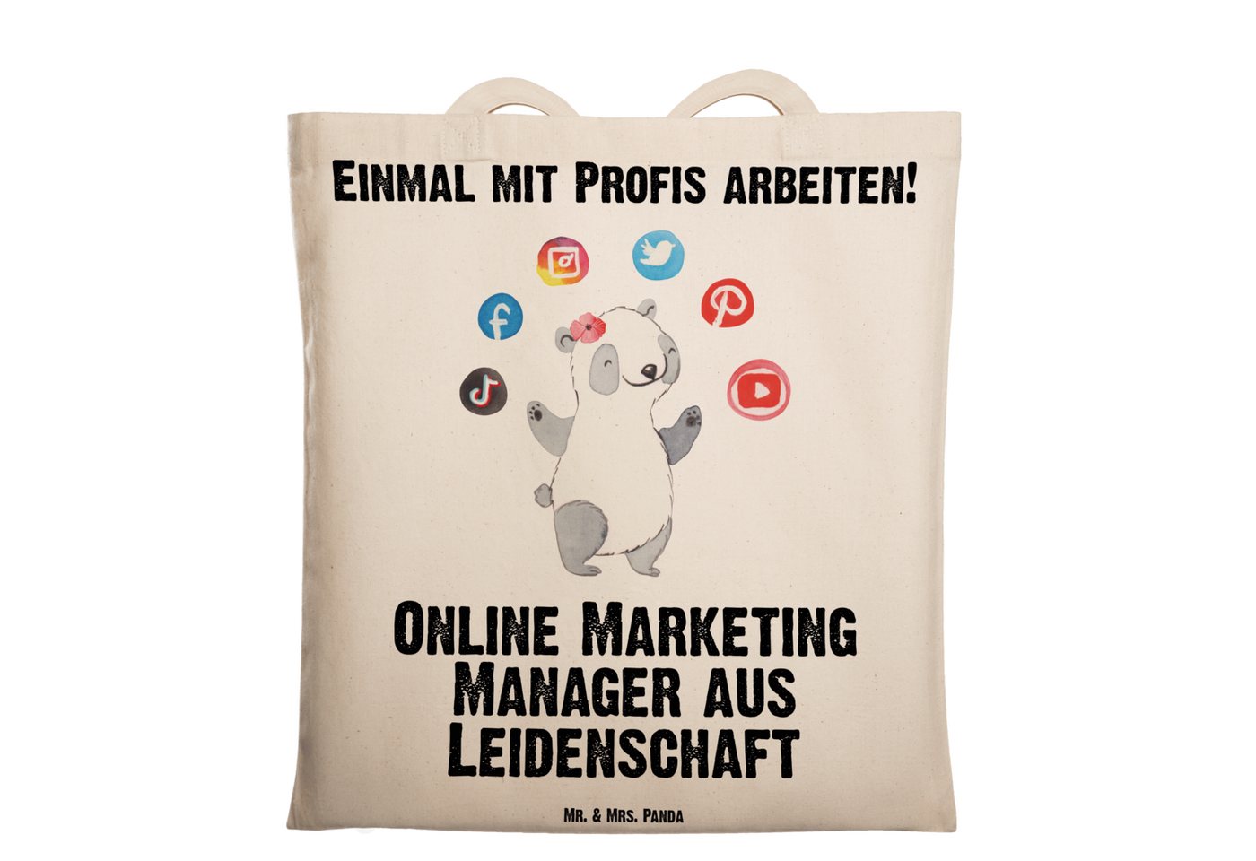 Mr. & Mrs. Panda Tragetasche Online Marketing Manager Leidenschaft - Transparent - Geschenk, Mitar (1-tlg), Lange Tragegriffe von Mr. & Mrs. Panda