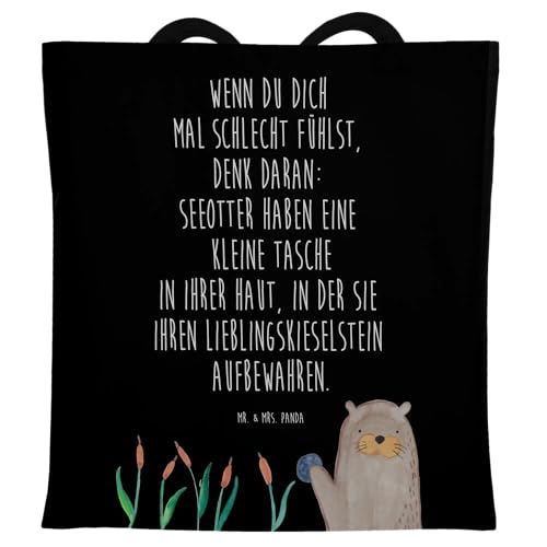 Mr. & Mrs. Panda Tragetasche Otter Stein - Geschenk, Strandtasche, Pflanzen, Seeotter, Fischotter, Badetasche, Otter Seeotter See Otter, Jutebeutel, von Mr. & Mrs. Panda