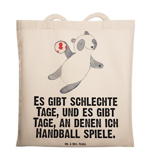 Mr. & Mrs. Panda Tragetasche Panda Handball spielen Tage - Geschenk, Beuteltasche, Einkaufstasche, Handball Verein, Beutel, Jutebeutel, Stoffbeutel, von Mr. & Mrs. Panda