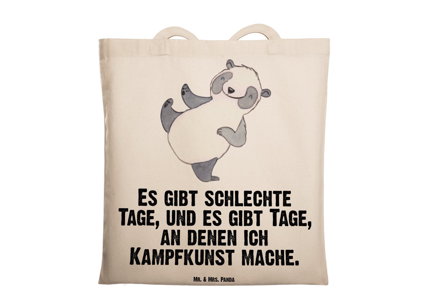 Mr. & Mrs. Panda Tragetasche Panda Kampfkunst - Transparent - Geschenk, Beutel, Hobby, Selbstverte (1-tlg), Lange Tragegriffe von Mr. & Mrs. Panda