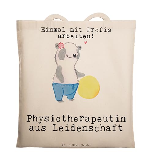 Mr. & Mrs. Panda Tragetasche Physiotherapeutin aus Leidenschaft - Geschenk, Mitarbeiter, Einkaufstasche, Beutel, Firma, Beuteltasche, Rente, von Mr. & Mrs. Panda