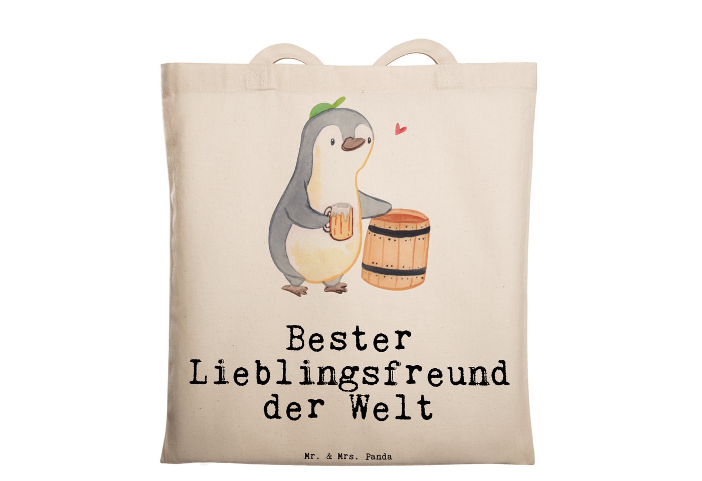 Mr. & Mrs. Panda Tragetasche Pinguin Bester Lieblingsfreund der Welt - Transparent - Geschenk, Ein (1-tlg), Modisches Design von Mr. & Mrs. Panda