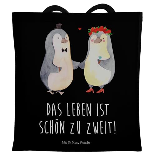 Mr. & Mrs. Panda Tragetasche Pinguin Heirat - Geschenk, Einkaufstasche, Hocheitstag, Verlobung, Stoffbeutel, Bräutigam, Jutebeutel, Beuteltasche, von Mr. & Mrs. Panda