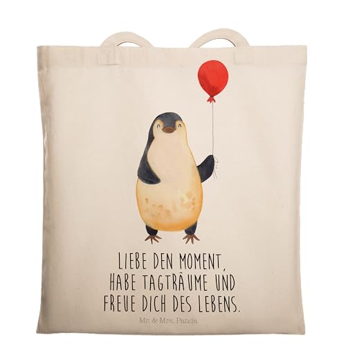 Mr. & Mrs. Panda Tragetasche Pinguin Luftballon - Geschenk, Motivation, Jutebeutel, Neustart, Einkaufstasche, Kind, fröhlich, Beuteltasche, von Mr. & Mrs. Panda