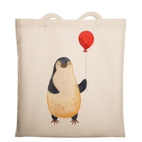 Mr. & Mrs. Panda Tragetasche Pinguin Luftballon - Geschenk, gute Laune, Glück, neues Leben, Beutel, Stoffbeutel, Jahrmarkt, Jutebeutel, Geschenkidee, von Mr. & Mrs. Panda