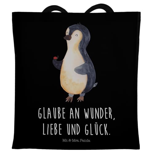 Mr. & Mrs. Panda Tragetasche Pinguin Marienkäfer - Geschenk, Einkaufstasche, Stoffbeutel, Lebensfreude, Wunder, kleine Wunder, Beuteltasche, Freude, von Mr. & Mrs. Panda