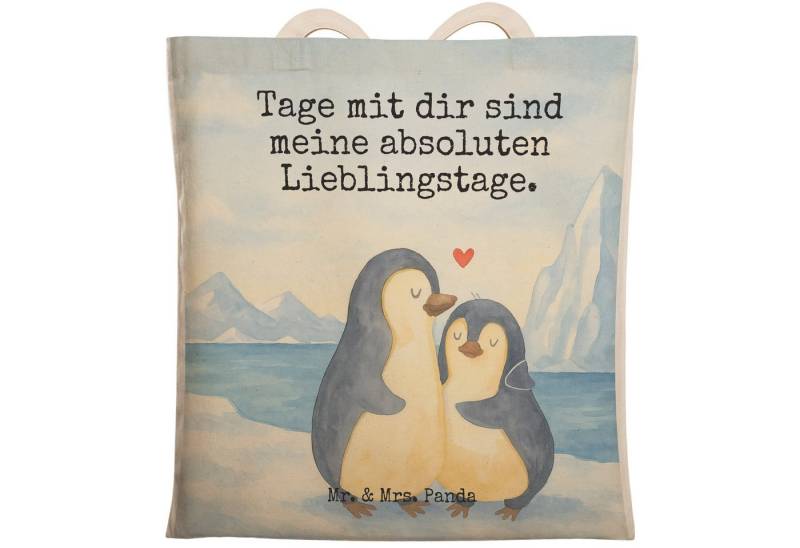 Mr. & Mrs. Panda Tragetasche Pinguin umarmen Design, Strandtasche, Weiß, Liebe, Hochzeit, Umhänget (Packung, 1-tlg) von Mr. & Mrs. Panda