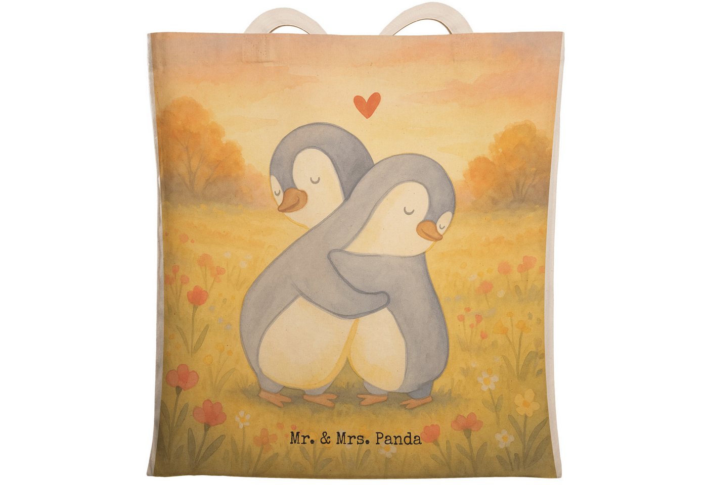Mr. & Mrs. Panda Tragetasche Pinguine Kuscheln Design, Schultertasche, Weiß, Jahrestag, Geschenk f (Packung, 1-tlg) von Mr. & Mrs. Panda