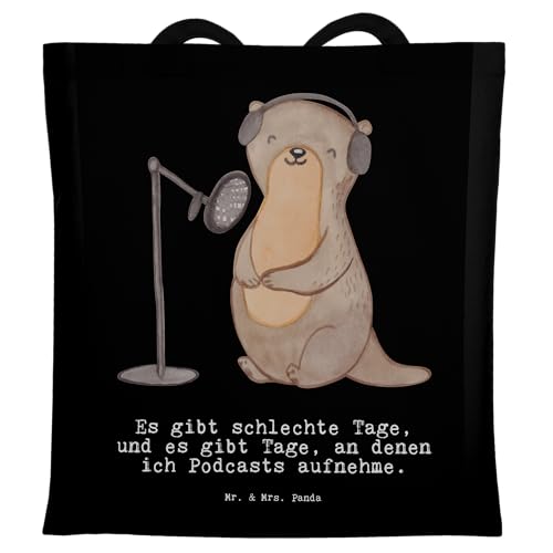 Mr. & Mrs. Panda Tragetasche Podcast aufnehmen Tage - Geschenk, Podcaster, Hobby, Podcast produzieren, Beutel, Beuteltasche, Einkaufstasche, von Mr. & Mrs. Panda