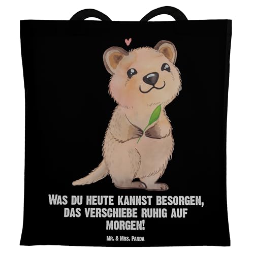 Mr. & Mrs. Panda Tragetasche Quokka Happy - Geschenk, Beutel, Stoffbeutel, Jutebeutel, Aufschieberitis, Verschieben, Beuteltasche, Tiermotive, von Mr. & Mrs. Panda