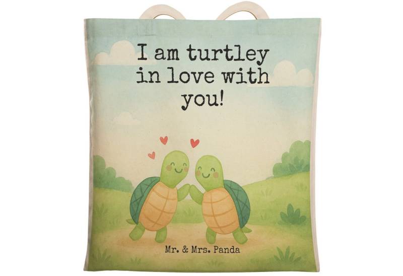 Mr. & Mrs. Panda Tragetasche Schildkröten Paar Design, Schultertasche, Weiß, Shopper, Umhängetasch (Packung, 1-tlg) von Mr. & Mrs. Panda