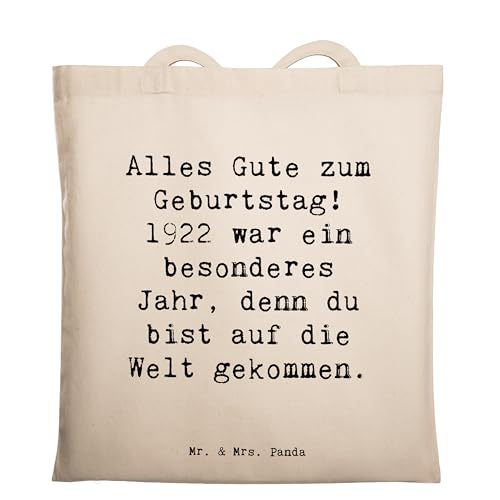 Mr. & Mrs. Panda Tragetasche Spruch 1922 Geburtstag - Geschenk, Strandtasche, Unvergessliche Erlebnisse, Schultertasche, Vintage, Laptoptasche, Mr. & Mrs. Panda Tragetasche Spruch 1922 Geburtstag - Geschenk, Strandtasche, Unvergessliche Erlebnisse, Schultertasche, Vintage, Laptoptasche, von Mr. & Mrs. Panda