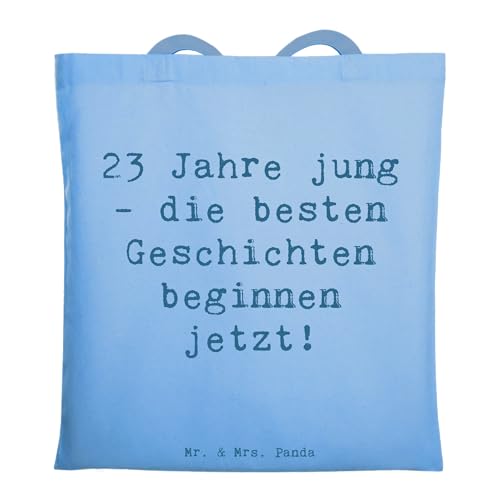 Mr. & Mrs. Panda Tragetasche Spruch 23. Geburtstag Geschichten - Geschenk, 23 Jahre jung, Freude, Geschenke für jedes Alter, Stofftasche, Geburtstag von Mr. & Mrs. Panda