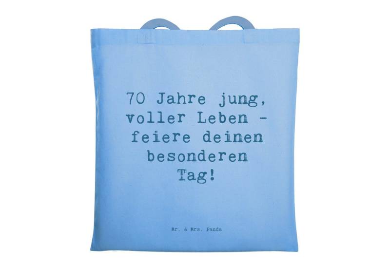 Mr. & Mrs. Panda Tragetasche Spruch 70. Geburtstag Feier - Sky Blue - Geschenk, jugendliche Energi (1-tlg), Modisches Design von Mr. & Mrs. Panda