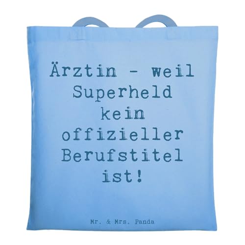 Mr. & Mrs. Panda Tragetasche Spruch Ärztin Superheld - Geschenk, Einkaufstasche, Jutebeutel, Medizin, Heilung, Beuteltasche, handgefertigte von Mr. & Mrs. Panda