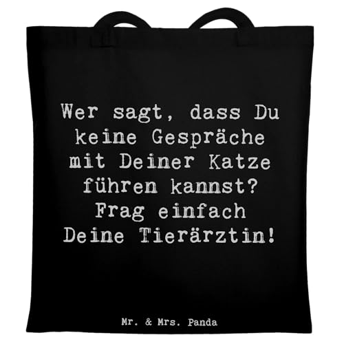 Mr. & Mrs. Panda Tragetasche Spruch Tierärztin Gespräche - Geschenk, Tiermedizin, Jutetasche, Diagnostik, Berufsgestaltung, Strandtasche, Badetasche, von Mr. & Mrs. Panda