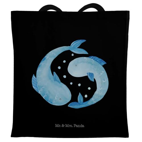 Mr. & Mrs. Panda Tragetasche Sternzeichen Fische - Geschenk, Strandtasche, Astrologie, Aszendent, Jutebeutel, Schultertasche, Fische Geschenk, von Mr. & Mrs. Panda