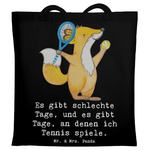 Mr. & Mrs. Panda Tragetasche Tennis spielen - Geschenk, Ballsportart, Danke, Jutebeutel, Tennisverein, Beuteltasche, Gewinn, Auszeichnung, von Mr. & Mrs. Panda