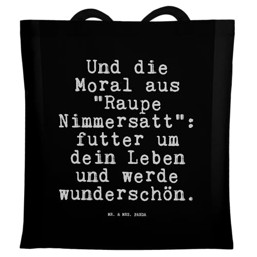 Mr. & Mrs. Panda Tragetasche Und die Moral aus... - Geschenk, schlauer Spruch, Spruch Geschenke, Spruch, Beuteltasche, lustige Sprüche, Spruch von Mr. & Mrs. Panda