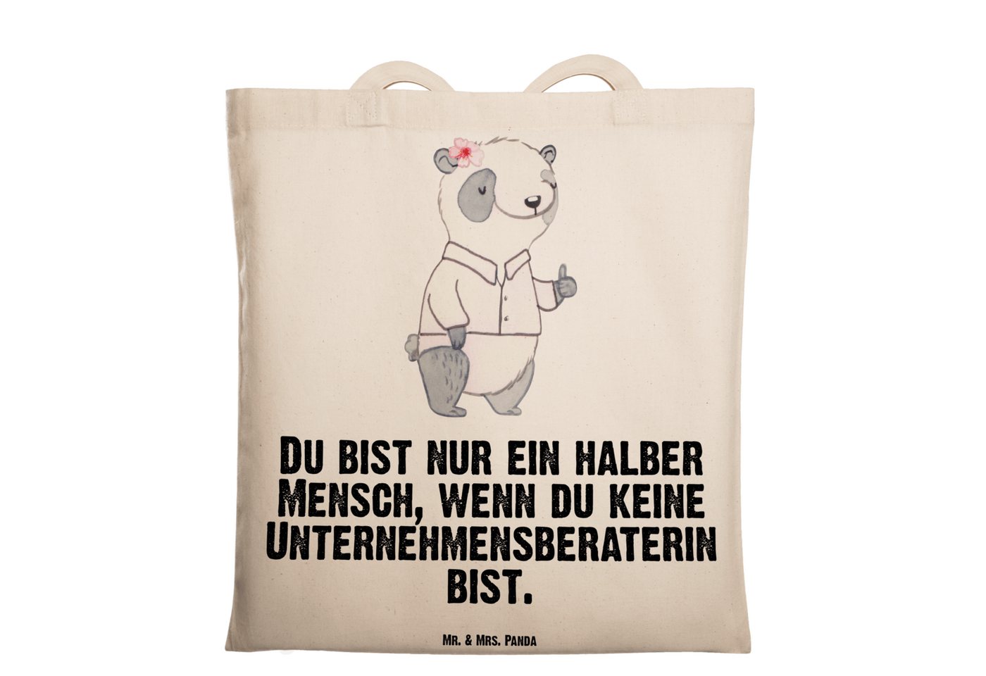 Mr. & Mrs. Panda Tragetasche Unternehmensberaterin Herz - Transparent - Geschenk, Beutel, Rente, M (1-tlg), Design-Highlight von Mr. & Mrs. Panda