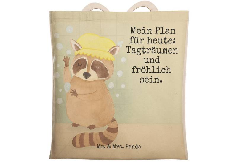 Mr. & Mrs. Panda Tragetasche Waschbär Design, Schultertasche, Weiß, Plan, Tagträumen, Stofftrageta (Packung, 1-tlg) von Mr. & Mrs. Panda