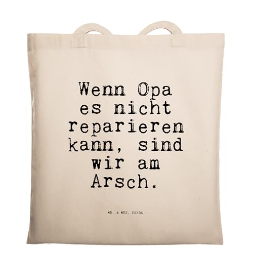 Mr. & Mrs. Panda Tragetasche Wenn Opa es nicht... - Geschenk, Opi, Papa, Beuteltasche, Einkaufstasche, Jutebeutel, Spruch Geschenke, Spruch Sprüche von Mr. & Mrs. Panda