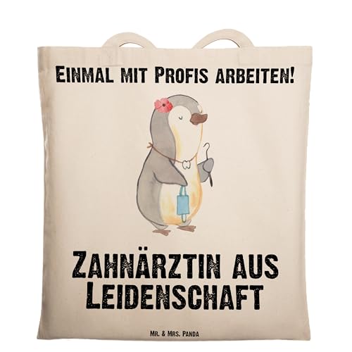 Mr. & Mrs. Panda Tragetasche Zahnärztin aus Leidenschaft - Geschenk, Jutebeutel, Schenken, Beuteltasche, Beutel, Stoffbeutel, Danke, Kollegin, von Mr. & Mrs. Panda