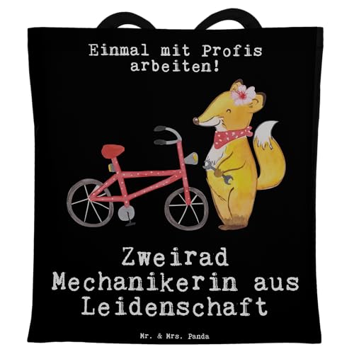 Mr. & Mrs. Panda Tragetasche Zweirad Mechanikerin aus Leidenschaft - Geschenk, Mitarbeiter, Beuteltasche, Danke, Jutebeutel, Kollegin, Dankeschön, von Mr. & Mrs. Panda